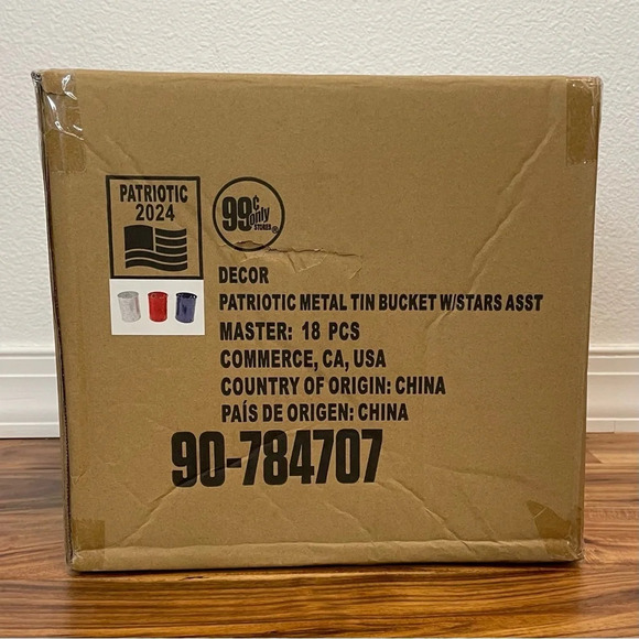 4th Of July Decor Patriotic Metal Tin Buckets with Stars Red Blue Silver 18 PCS - Picture 5 of 12